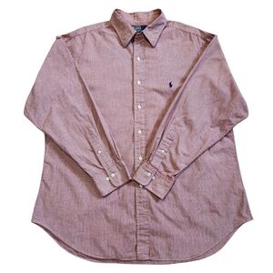 Polo by Ralph Lauren Lowell Button Down Shirt Burgundy Mini Check Men's XXL
